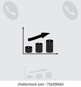 Coin chart growth icon