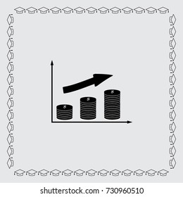 Coin chart growth icon