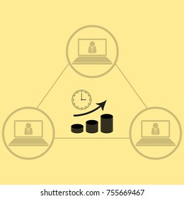 Coin chart growth icon