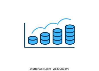 coin chart up icon. Icon related to graph and seo . suitable for web site, app, user interfaces, printable etc. flat line icon style. simple vector design editable