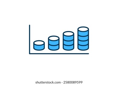 coin chart up icon. Icon related to graph and seo . suitable for web site, app, user interfaces, printable etc. flat line icon style. simple vector design editable