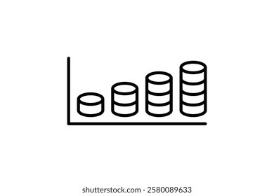 coin chart up icon. Icon related to graph and seo . suitable for web site, app, user interfaces, printable etc. line icon style. simple vector design editable