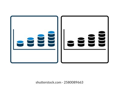 coin chart up icon. Icon related to graph and seo . suitable for web site, app, user interfaces, printable etc. solid icon style. simple vector design editable