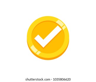 Coin Check Icon Logo Design Element