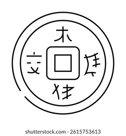 coin chinese line icon vector. coin chinese sign. isolated contour symbol black illustration