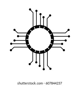 coin with circuit electric icon vector illustration design