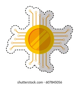 coin with circuit electric icon vector illustration design