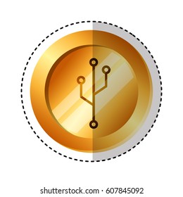 coin with circuit electric icon vector illustration design