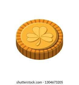 coin with clover isolated icon