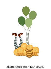 coin with clover isolated icon