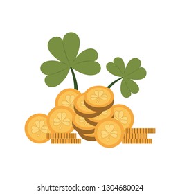 coin with clover isolated icon
