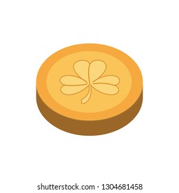 coin with clover isolated icon
