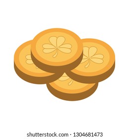coin with clover isolated icon