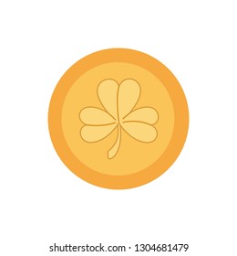 coin with clover isolated icon