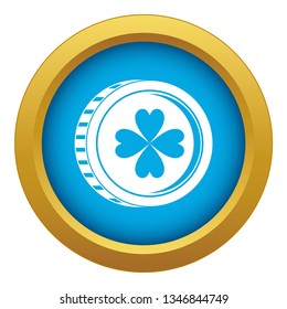 Coin with clover sign icon blue vector isolated on white background for any design