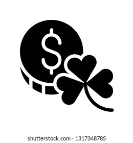 Coin with clover vector, Feast of Saint Patrick line style icon