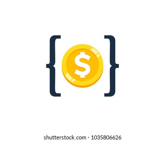 Coin Code Icon Logo Design Element