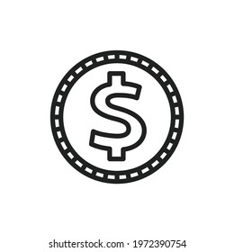 Coin color line icon. Isolated vector element. Outline pictogram for web page, mobile app, promo