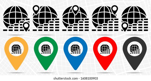 Coin, commerce icon in location set. Simple glyph, flat illustration element of business theme icons