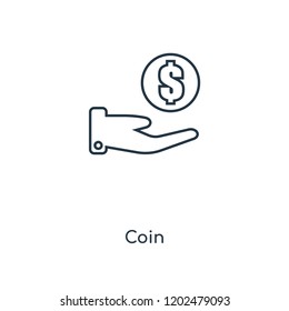 Coin concept line icon. Linear Coin concept outline symbol design. This simple element illustration can be used for web and mobile UI/UX.