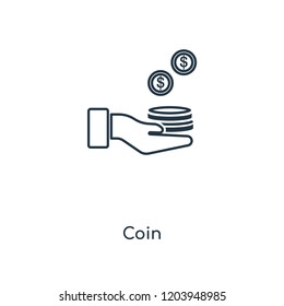 Coin concept line icon. Linear Coin concept outline symbol design. This simple element illustration can be used for web and mobile UI/UX.