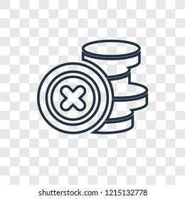 Coin concept vector linear icon isolated on transparent background, Coin concept transparency concept in outline style