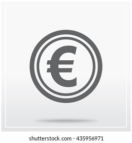 Coin containing the euro sign. Flat icon of graphical symbol of money, currency etc. Vector illustration