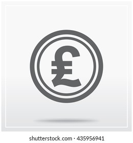 Coin containing the GBP sign. Flat icon of graphical symbol of money, currency etc. Vector illustration