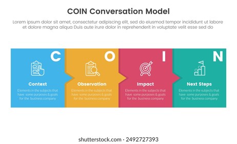 Modelo infográfico de Plantilla de etapa de 4 puntos con caja y flecha Pequeña para el Vector de presentación de diapositivas