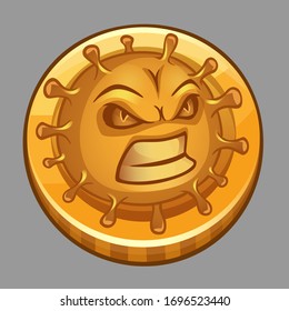 Moneda con coronavirus. Ilustración del vector