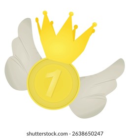 Coin with crown fly. vector illustration	
