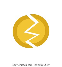 Coin. Crushed coin. Flat simple vector illustration.