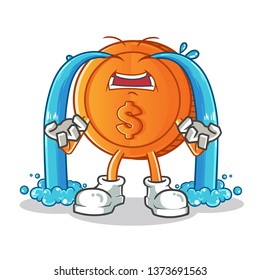 coin cry mascot vector cartoon illustration