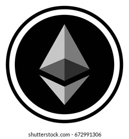 Coin crypto currency Ethereum, vector icon digital ether crypto currency Ethereum
