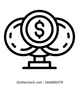 Coin cup icon. Outline coin cup vector icon for web design isolated on white background