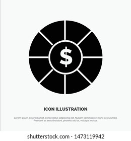 Coin, Currency, Dollar solid Glyph Icon vector