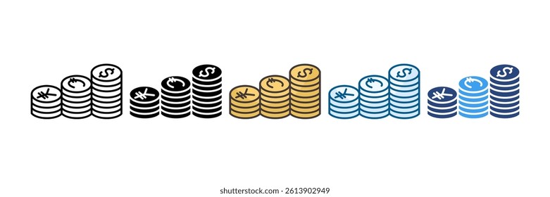 Coin Currency Icon Set Multiple Style Collection