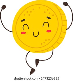 Coin Dancing Character Vector Illustration