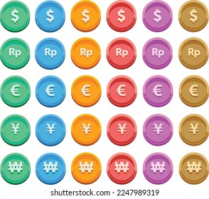 Moneda con diferente moneda y color