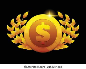 coin dolar illustration with gold color