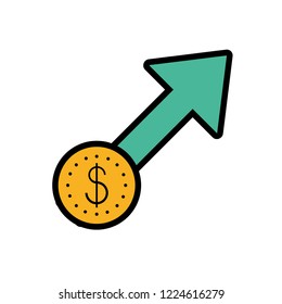 coin dollar with arrow up isolated icon