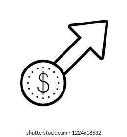 coin dollar with arrow up isolated icon