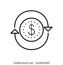 coin dollar with arrows in circle