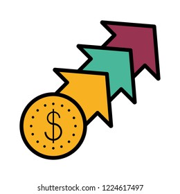 coin dollar with arrows up isolated icon