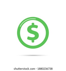 Coin dollar. Flat style. line art Vector illustration icon isolated on white background
