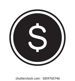 Coin dollar. Flat style. Vector illustration icon isolated on white background.