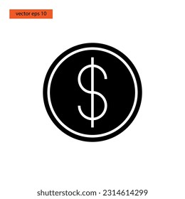 Coin, dollar glyph icon vector illustration design