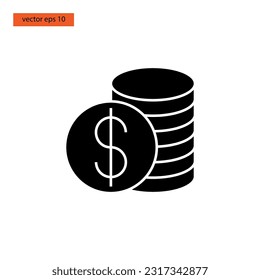 Moneda, dólar icono de glifo diseño vectorial
