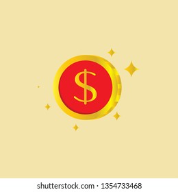 coin dollar with gold color.