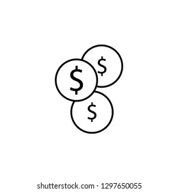 coin, dollar icon. Element of finance illustration. Signs and symbols icon can be used for web, logo, mobile app, UI, UX on white background